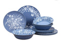 Woman Daisy Blue Melamine Dinnerware Set 12 Piece New